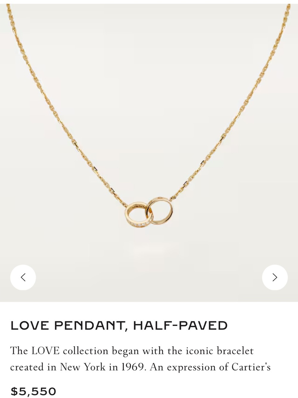 Cartier GOLD Interlocking LOVE Pendant Necklace